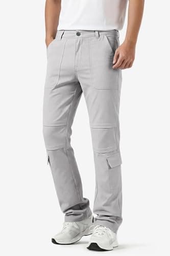 GINGTTO Cargo Pants for Men Slim Fit Stretch Hiking Pants Men Waterproof Grey Size 38 - Thumbnail 2