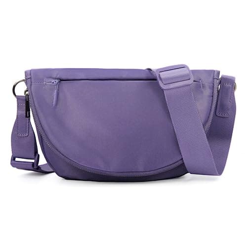 Fashion Crescent Moon Bag For Women & Men - Medium Nylon Shoulder Bag With Adjustable Strap, Lightweight & Foldable Design (A-Misty Lavender) - Image 1