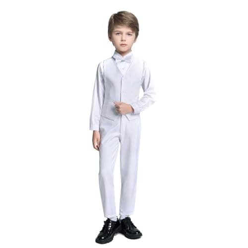 Formal Suits for Boys Ring Bearer Outfit White Kids Complete Suit 4 Pieces Set for Homecoming Size 2T - Image 1