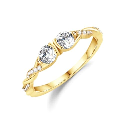 Fimewon Eternity Band Rings for Women Dainty Promise Rings 18K Gold Plated Gifts for Mom Size 6 - Image 1