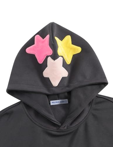 Aelfric Eden Star Hoodie Y2K Graphic Hoodies for Men Women Oversized Pullover Streetwear Hooded Sweatshirt Black X-Large - Thumbnail 6