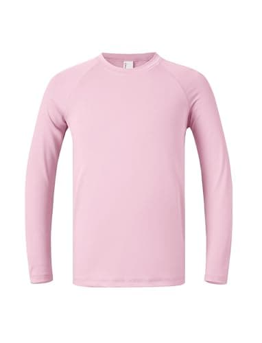 PATPAT Boys Rash Guard Swim Shirt Size 13-14 Years Light Pink Long Sleeve UPF 50+ Swimwear Youth Quick Dry Neon Active Water Tees for Surf Fishing Beach - Image 1
