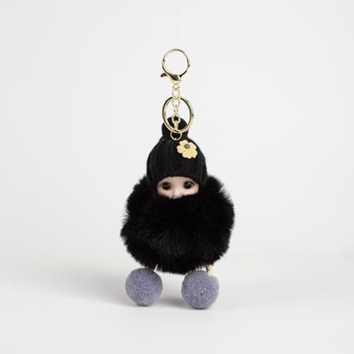 Jekvill Black Plush Keychain Cute Backpack Keychain Soft Handbag Charms Fluffy Bag Charm‌ First time parent gifts