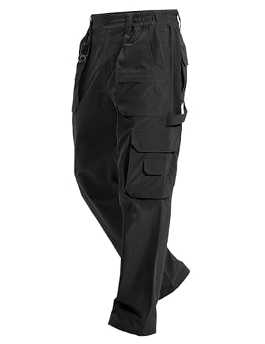MOURCE Mens Tactical Cargo Pants Water Resistant Lightweight Military Pants Quick Dry Hiking Pants with 9 Pockets, Black L - Image 1