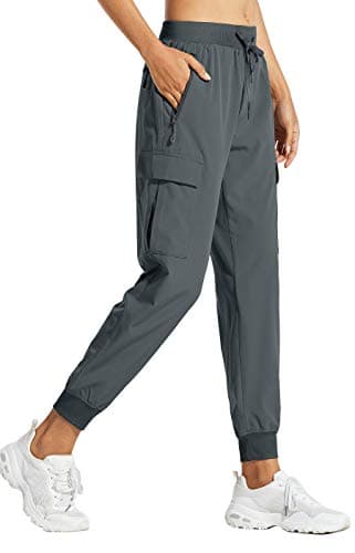 Libin Women's Cargo Joggers Lightweight Quick Dry Hiking Pants Athletic Lounge Casual Travel Petite, Steel Gray XXL