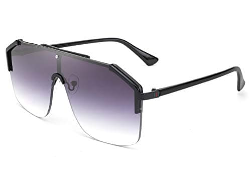 FEISEDY Classic Siamese One Piece Oversized Sunglasses Nice Rimless Stylish Retro Design for Women Men B2634