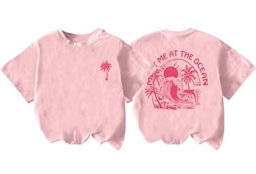 QIXYN Girls Hawaiian Palm Tree Graphic Tee Tropical Ocean Vibes Summer Beach Vacation Short Sleeve Cute Casual Tops - Image 1