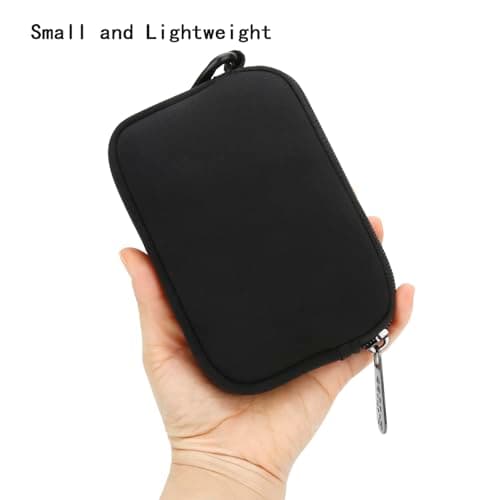 E-Tree Mini Neoprene Pouch Case for Phone Charger Airpods Cables Earphones MagSafe Power Adapter Keys Keychain Small Accessories Storage Organizer Tech Bag, Coin Purse Wallet, Zipper Pocket (Black) - Thumbnail 4