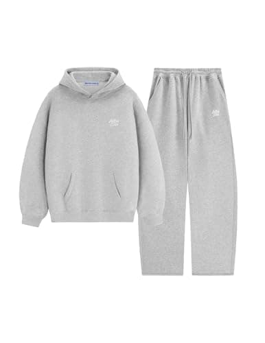 Aelfric Eden Sweatsuits Women 2 Piece Outfit Fall Fleece Tracksuit Matching Oversized Hoodies Baggy Sweatpants Set Grey X-Small