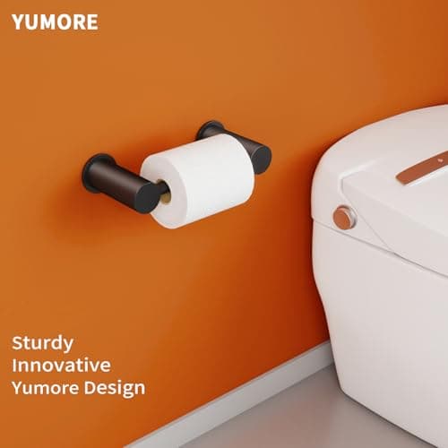 YUMORE Toilet Paper Holder Wall Mounted, Springless Pivoting Bathroom Tissue Holder, Easy One-Hand Reload No Spring Needed, Matte Black Modern Bathroom Hardware Accessories - Thumbnail 2