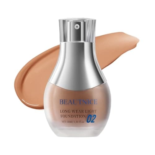 BEAUTNICE Full Cover Longwear Matte Foundation, 8H Long-Lasting, Waterproof, Sweat-Proof, Lightweight, Medium to Full Coverage, Natural Look for All Skin Types, 1 Fl Oz, #02 Rich Caramel - Image 1