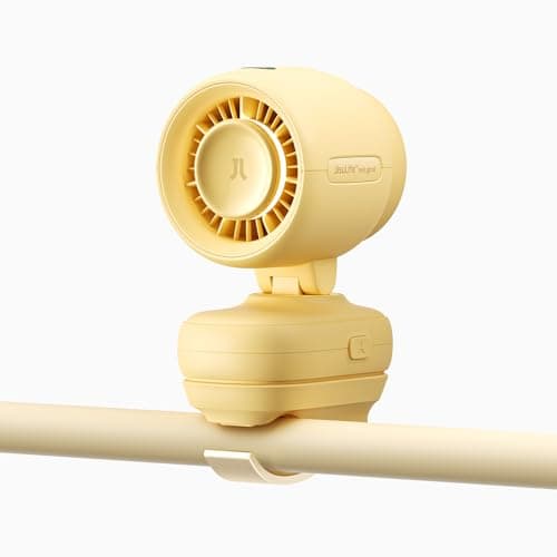JISULIFE 2026 Clip Fan – Small & Stylish with 38H Cooling, Soft Night Light, One‑Click Detachable for Stroller or Desk, Safe Stroller Fan for Crib Car Seat Nursery Travel, Gifts for Baby Mom (Yellow)