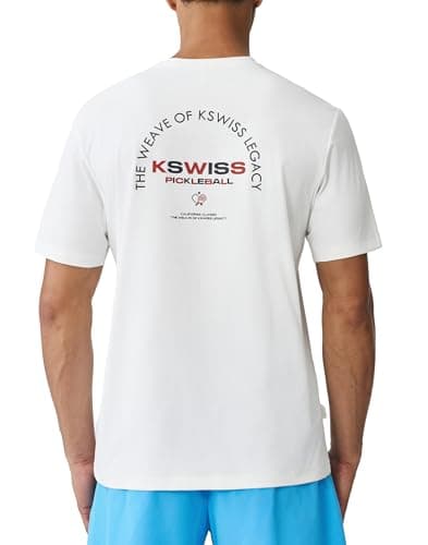 K-Swiss Men's Pickleball Graphic T-Shirt - DryAero Quick Dry Moisture Wicking Soft Stretch Athletic Casual Tee White XL - Image 1
