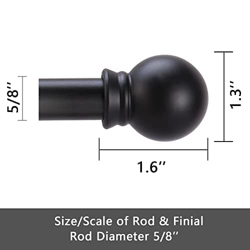 GXOACKJ Curtain Rods for windows 32-48 inch, 5/8 inch Decorative Curtain Rod Set, Matte Black Splicing Heavy Duty Metal Curtain Rod with Brackets - Thumbnail 5