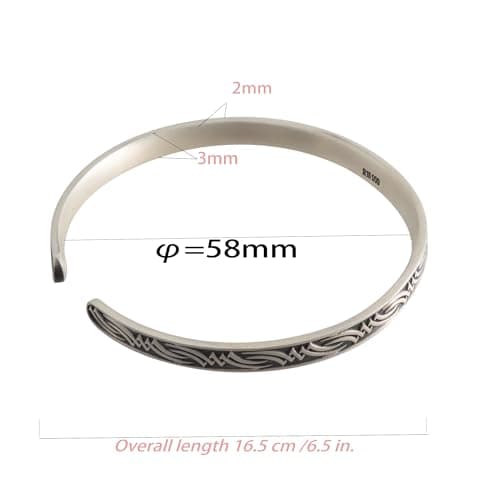 Sylphalite ArtisanCraft Handcrafted 999 pure silver bracelet for menSilver Men's Cuff Bracelet – Vintage Tribal Engraved Hip-Hop Bangle, Hypoallergenic Luxury Gift for Him, Groomsmen, Anniversary or Graduation - Thumbnail 2