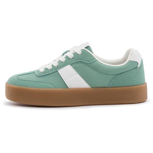 Rihero Platform Sneakers for Women Fashion Retro Green Sneakers Spring Ladies Comfortable Tennis Walking Shoes Size 7 - Thumbnail 3