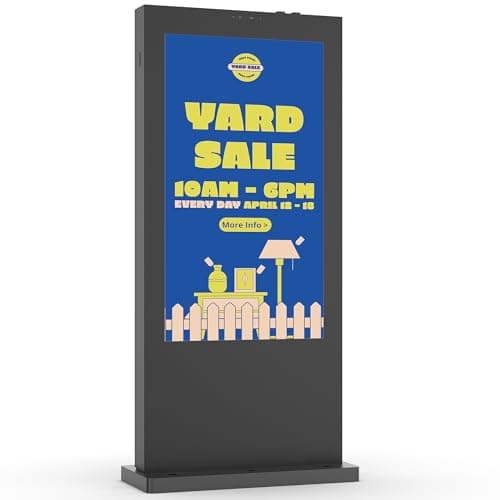 65 Inch 4K Outdoor Digital Signage, IP66 5000 Nits Auto-Brightness Adjustment Floor Standing Kiosk, CMS/WiFi/HDMI/USB Input, Multifunctional Advertising Display for Business Advertisement - Image 1
