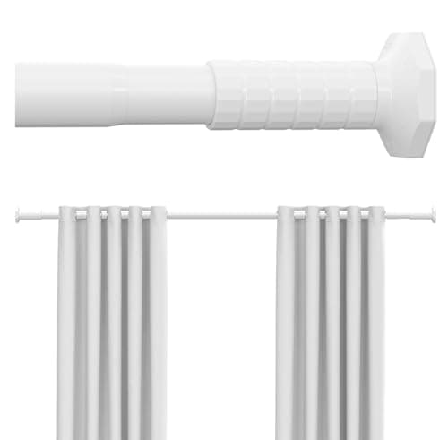 ZYLQOVISK Shower Curtain Rod 51-86 In, Extra Long Outdoor Curtain Rod No Drilling for Patio, Bathroom, Window, Adjustable Heavy Duty Tension Rod Never Rust, Spring Shower Rod Diameter 1.26 In, White