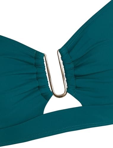ZAFUL Peacock Blue Womens Push Up Swim Tops Retro Vintage Swim Padded Swimsuit Top Only Womens Bathing Suit Tops No Bottom (Peacock Blue M) - Thumbnail 5