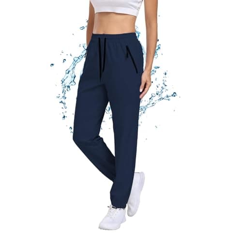 Womens Hiking Pants Waterproof Lightweight Quick Dry Sweatpants Joggers Elastic Waist Drawstring UPF50+ Cargo Work Casual Athletic Travel Navy Blue XXL - Thumbnail 4