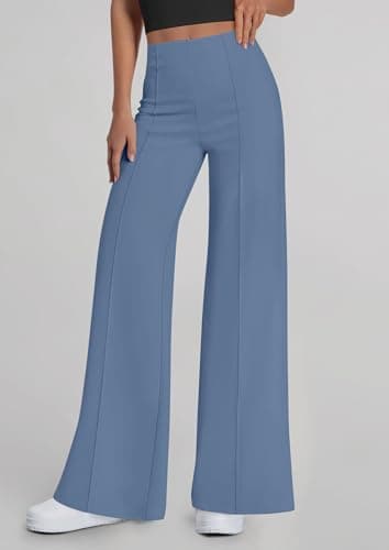 PRETTYGARDEN Women's Wide Leg Palazzo Pants 2026 Dressy Casual Lounge Workout Sweatpants High Waisted Trousers(Grey Blue,Large) - Thumbnail 4
