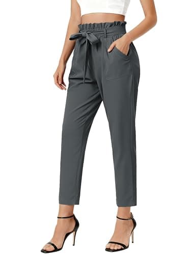 GRACE KARIN Dress Pants for Women Stretch Pull-on Pants Comfort Office Ponte Pants Gray-Black XL - Image 1