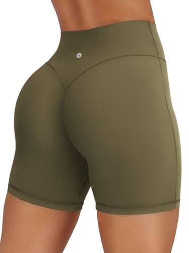 AFFOLE Womens High Waist Workout Shorts 6 Inches Breathable Elastic Booty Lounge Running Yoga Pants Green - Image 1