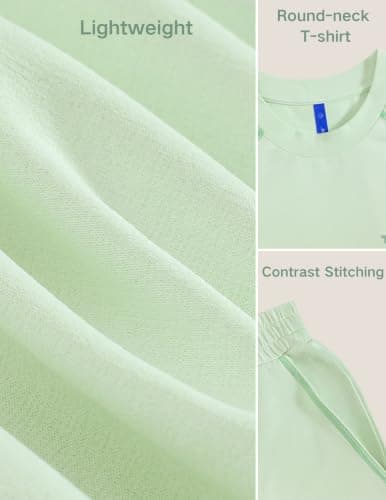 Aelfric Eden Cloud Cropped Sweat Sets Summer 2 Piece Outfits Crop Top High Waisted Baggy Barrel Sweatpants Sweatsuit Green Medium - Thumbnail 5