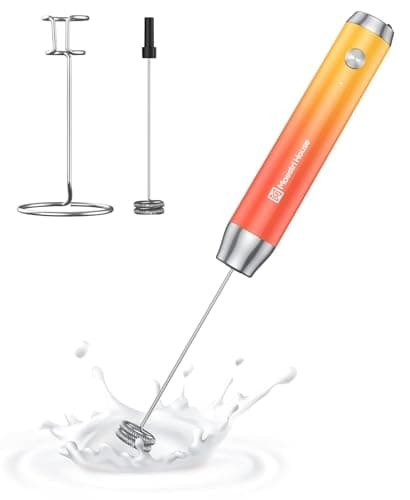 Maestri House Rechargeable Milk Frother with Stand, LunaFro Handheld Electric Foam Maker Waterproof Detachable Stainless Steel Whisk Drink Mixer Foamer for Lattes, Cappuccino - Image 1