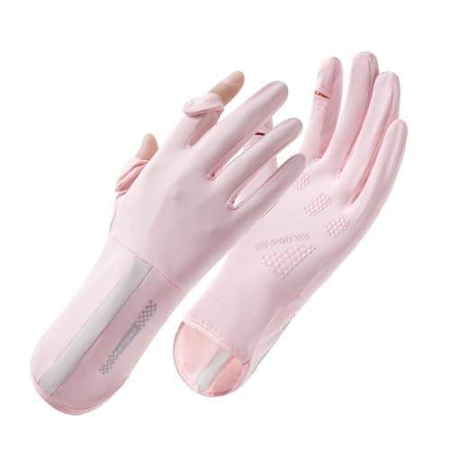 apaepr UV Protection Gloves for Women – Full Finger Sun Gloves, UPF 50+ Driving & Cycling Gloves, Lightweight, Touchscreen, Breathable, Non-Slip for Outdoor Activities (Pink, One Size)