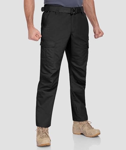 Zoofly Hiking Pants for Men Lightweight Ripstop Mens Cargo Work Pants Water Resistant Pantalones Hombre with Pockets Black 36W*30L - Thumbnail 2