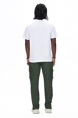 GINGTTO Mens Hiking Cargo Pants Slim Fit Stretch Fashion Tapered Casual Cargo Pants for Men with Multi-Pockets Army Green 36 - Thumbnail 4
