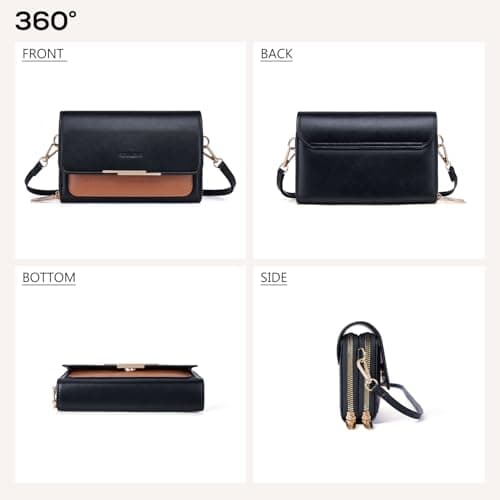 Roulens Small Crossbody Bag for Women,Cell Phone Purse Women's Shoulder Handbags Wallet Purse with Credit Card Slots - Thumbnail 4