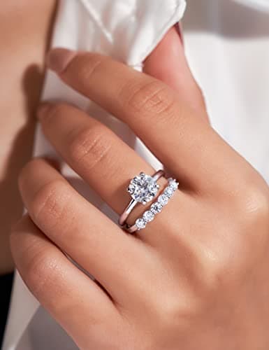 IMOLOVE Moissanite Wedding Band for Women, 6 Stone D Color VVS1 Moissanite Eternity Rings, Stackable Promise Ring for Engagement, Anniversary, Proposal Size 6.5 - Thumbnail 5