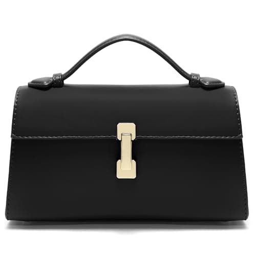 Goinsound Small Shoulder Bag for Women - Leather Top Handle Evening Bag Clutch Purses with Adjustable Strap Black - Image 1