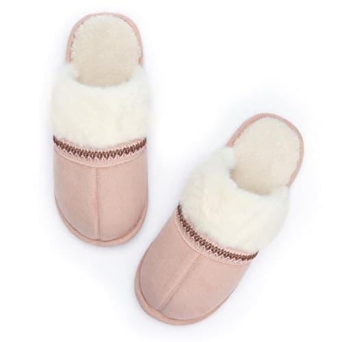 MAXTOP House Slippers for Women Fuzzy Memory Foam Warm Winter Slip On Slippers Indoor Outdoor Birthday Gifts For Women Faux Fur Anti-Skid Size 9 10 Pink - Image 1