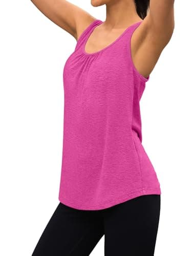 3rd hill Workout Tank Tops for Women Racerback Sleeveless Yoga Top Loose Fit Gym Shirt Running Athletic Tanks Rose Red L - Thumbnail 3