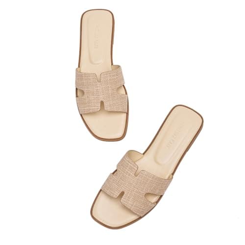 Stratuxx Kaze Open Toe Flat Dress Sandals Womens Slides Comfortable Summer Black, White, Beach Vacation Sandals for Women - Thumbnail 3