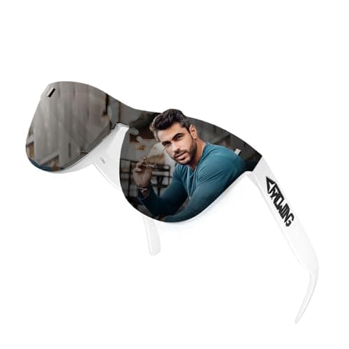 ROCKNIGHT HD Driving Polarized Sunglasses Men UV400 Protection Grey Flat Lens Stylish Shades White Retro Sunglasses