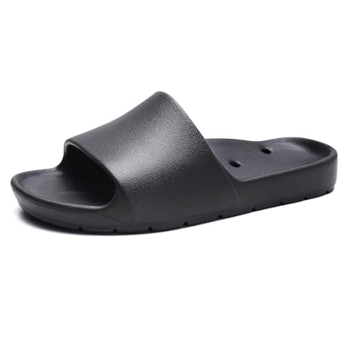 GETOEU Arch Support Shower Shoes for Women and Men Quick Drying with Drain Holes Slide Sandals Soft Cushioned Anti-Slip Pool Slides Comfort Bathroom Shower Slides,Black - Thumbnail 6