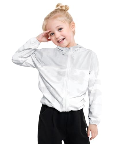 JiAmy Girl's Athletic Hoodie Zip Up Sun Protection Jacket Cooling Camo Shirt for Active Running Outdoor - Thumbnail 2