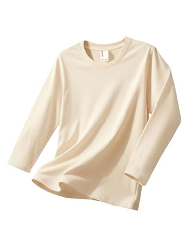 PATPAT Girls Long Sleeve T Shirts Size 5-6 Years Apricot Cotton Crewneck Plain Tees Todder Girl Casual Basic Tops Blouses - Image 1