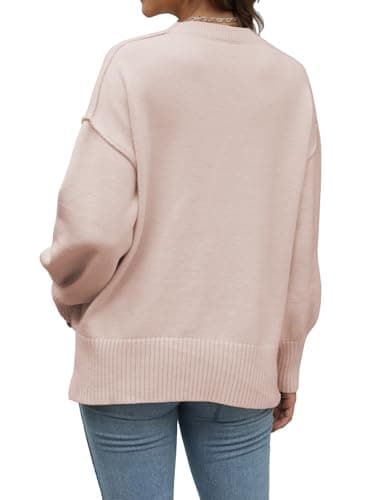 Sweaters for Women Early Fall Fashion Must Haves Winter Clothing Outfits 2025 Trendy Long Sleeve Tops for Women Fall Clothes Oversized Sweater Sweatshirts Loose Fit Dressy Tunics Old Money Apricot L - Thumbnail 5