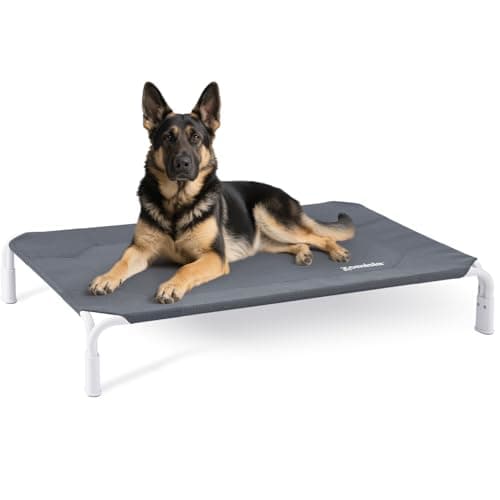 ZOMISIA XL Elevated Dog Cot Bed Tool-Free Assembly - Outdoor Raised Dog Cooling Bed Frame for Large Pets, Summer Pet Hammock Off Ground with Non-Slip Feet & Waterproof Teslin Mesh, 48x33 Inch - Image 1