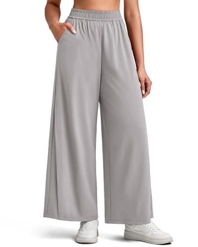 G4Free Yoga Pants with Pockets Wide Leg Lightweight Elastic Waisted Casual Loose Ankle Pants for Travel(Grey,XXL,Regular) - Image 1