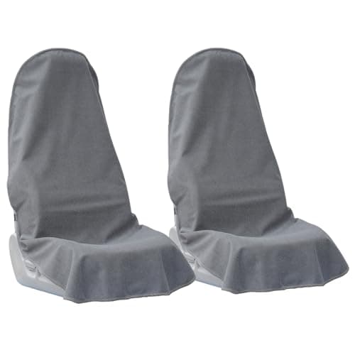 Teuaktty Car Seat Covers Universal Car Protective Front Seat Covers Washable Non-Slip Seat Protectors for Gym Workouts,Waterproof and Sweatproof Towel Seat Covers for Cars,Trucks, Jeeps (2 Pack Grey) - Image 1