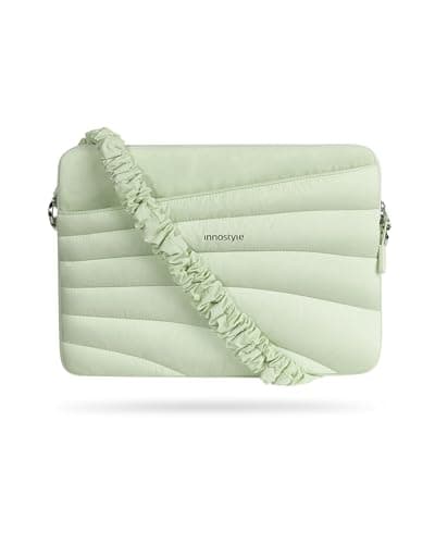 Puffy Laptop Sleeve Bag 13 14inch with Detachable Strap, Protective Case for MacBook Air Pro (Green, 14 inch) - Image 1
