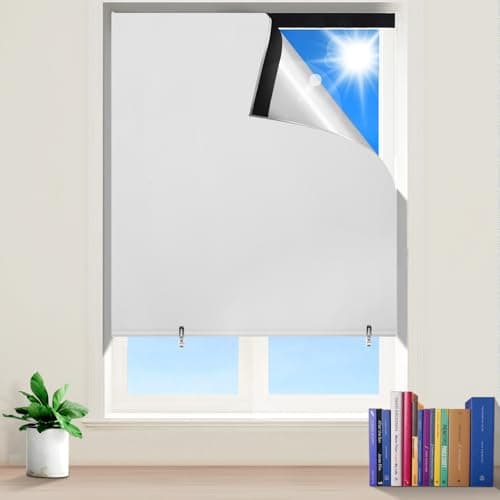 Hezbjiti Blackout Shades for Indoor Windows, Portable Blackout Curtains No Drilling or Tools, UV Protection, Temporary Window Roller Shades for Home, Office, Bedroom, Door (26" W*68" H, White) - Image 1