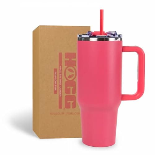 Hogg Big Swig 40 oz Tumbler with Handle and Straw - Pamplona Pink, 40oz Insulated Stainless Steel, Water Tumbler with Straw, Water Cup with Handle, Versatile Leak Proof Lid - Image 1