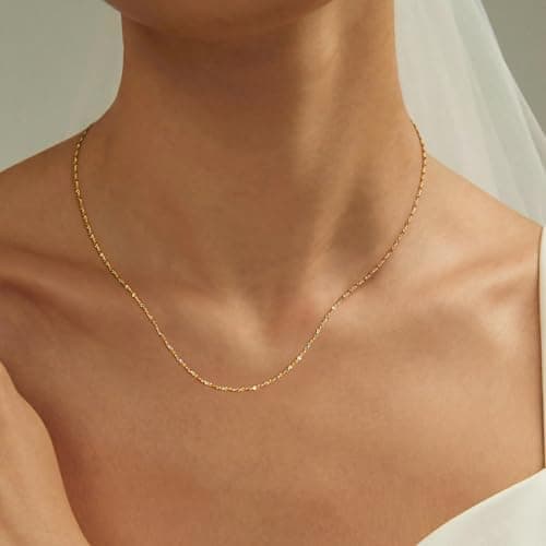 BAYLAY Gold Chain for Women - 18K Gold Plated Chain Necklace Dainty Gold Necklace for Women Gold Jewelry Gifts for Women Size 16 inch - Thumbnail 2